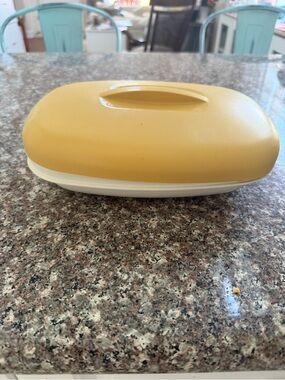 Vintage Tupperware Harvest Gold 3-Piece Microwave Vegetable Steamer Set 1273